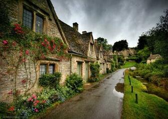 Wallpaper England Bibury Rain Summer Desktop