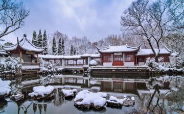 Wallpaper Winter Snow Suzhou Gardens Garden China Lake