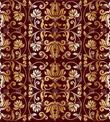 Wallpaper With Floral Elements Golden Retro Ornament