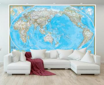 National Geographic World Map Classic Blue Ocean Political