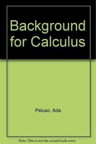 Background For Calculus Ada Peluso Amazon Books