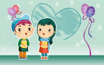 Cute Couple Cartoon Wallpaper