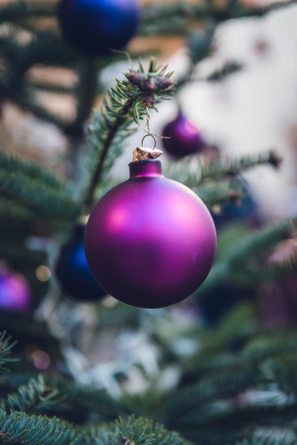 Purple Christmas Ball Hang On Tree Photo
