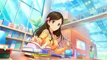 Desktop Wallpaper Cute Misaki Etou Anime Girl Reading HD Image