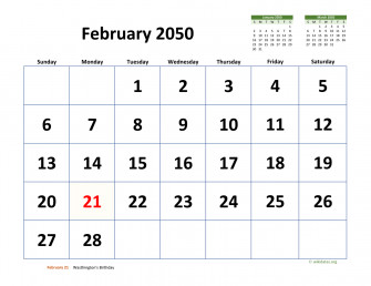 February Calendar With Extra Wallpaper