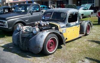 Wallpaper Custom Rat Rod Truck Open Hood Lowered Pickfor Classic