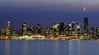 Moon Skyline Cityscapes Wallpaper
