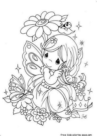 Precious Moments Girl With Flowers Coloring S For Kids