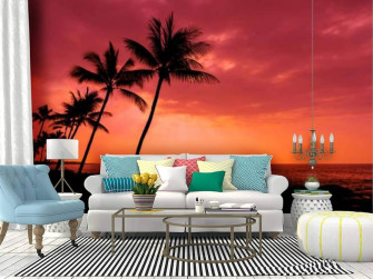Amazon Wall Mural Kona Sunset Palm Trees Big Island Hawaii