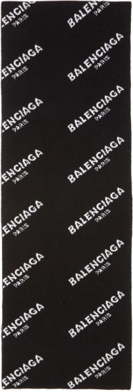 Balenciaga Black All Over Logo Scarf Modesens Streetwear