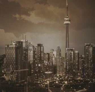 Toronto At Night Sepia Mural Panels Wallpaper Contemporary