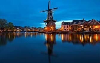 Wallpaper Lights Home Netherlands Weymouth Windmill Haarlem