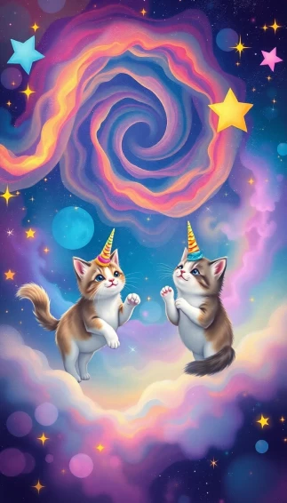 Cats Unicorns And Galaxies Wallpaper