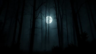 Dark Forest With Moon Wallpaper