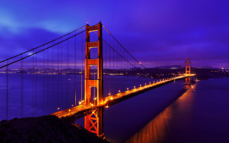 Golden Gate Bridge Blue Night Suspension In San Francisco