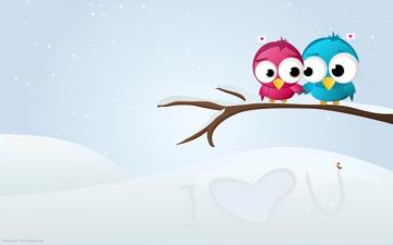 Snow Love Birds Digital Art Wallpaper High Quality