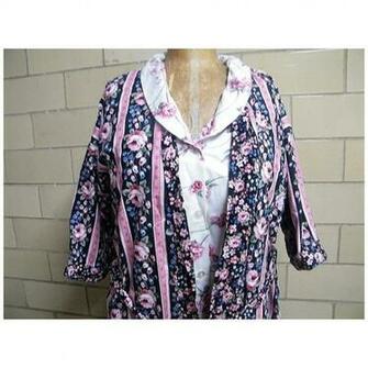 Robe Pj Set Black Sateen Rose Wallpaper Stripe Coordinating