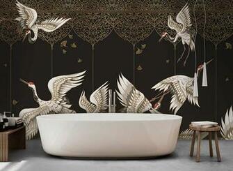 Amazon Murwall Art Wallpaper Asian Crane Birds Wall Mural