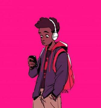 Meelo On Black Cartoon Anime Characters Spiderman Art