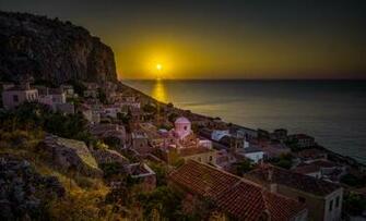 Photos Greece Monemvasia Sun Sea Roof Rock Sunrises And