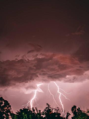 Lightning In Pink Sky Wallpaper