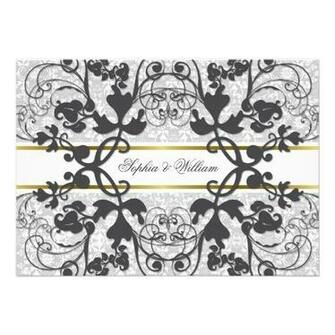 Vintage Damask Swirls Lace Elegant Wedding Invite X Invitation
