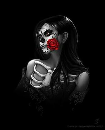 Day Of The Sugar Skull Girl Phone Wallpaper By Xvomx
