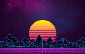Wallpaper The Sun Sky Mountains Music Stars Neon Space