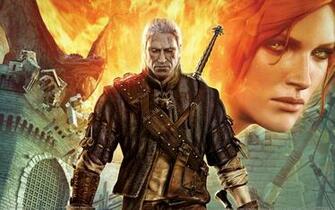The Witcher Wallpaper Geralt From Rivii Triss Merigold Dragon Fire