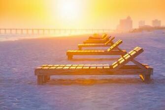 Summer Beach Pensacola Florida Sun Beds Sunlight Wallpaper