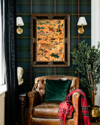 Equestrian Plaid Green Wallpaper Products