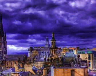 Purple City Rooftops HDr HD Wallpaper