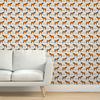 Peel Stick Wallpaper Swatch Orange Navy Equestrian Horse