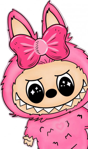 Cute Pink Labubu In Wallpaper