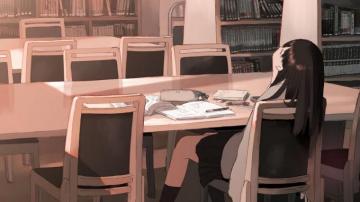 Wallpaper Girl Library Study Anime HD Picture Image