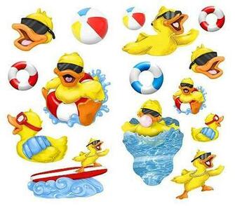 Home Bath Splish Splash Rubber Ducks Wall Stickers