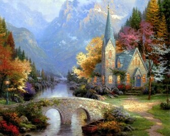 Thomas Kinkade Churches Wallpaper