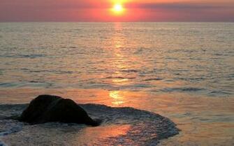 Beach Pink Sunset Wallpaper