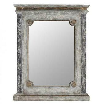 Ava French Country Rosette Black God Distressed Mantel Mirror