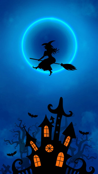Neon Moon Halloween Wallpaper