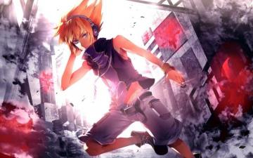 Anime Cool Guy Headphones Wallpaper HD Image