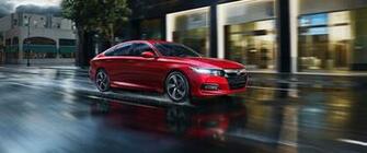 Honda Accord Red Color Side On Highway In City Rain