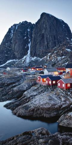 Town Coast Mountains Norway Wallpaper