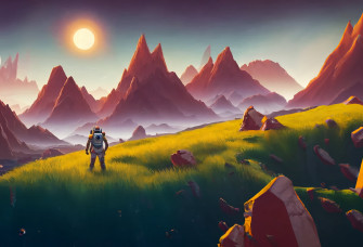 Alien Mountains In The Style Of No Man S Sky 4k Wallpaper R