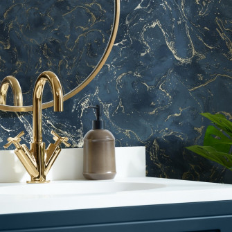 Onyx Marble Metallic Wallpaper Navy Blue Gold I Love