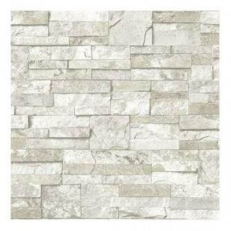 Blue Mountain Mini Ledgestone White Peelable Vinyl Prepasted Wallpaper