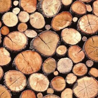 Natural Rustic Stacked Wood Logs Holden Decor Wallpaper