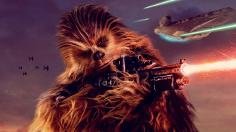 Han Solo And Chewbacca At The Helm Of Millennium