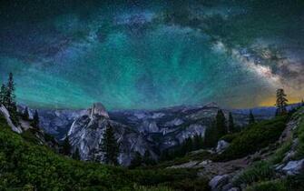 Wallpaper Usa California Yosemite National Park Mountains Night