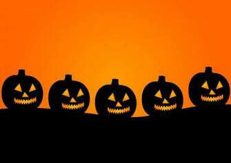 Five Jack O Lanters In A Row Halloween Illustration